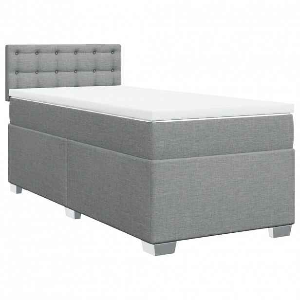 vidaXL Box spring postel s matrací světle šedá 90x190 cm textil