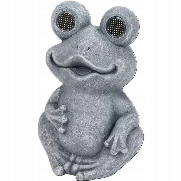 Lampa Solární Zahradní Led Figurka Žába Šedá Hýbe Očima