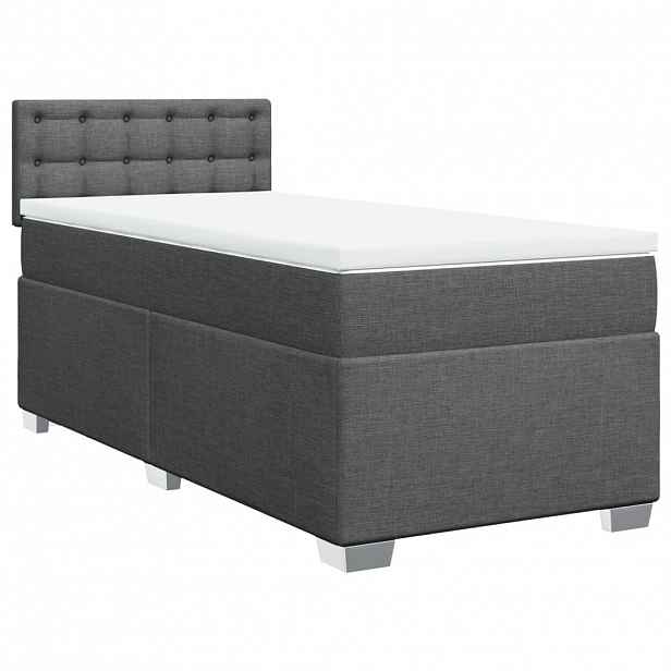 vidaXL Box spring postel s matrací tmavě šedá 90x190 cm textil