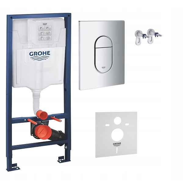 Kompletní podomítkový Wc set – stojan Grohe stříbrné tlačítko