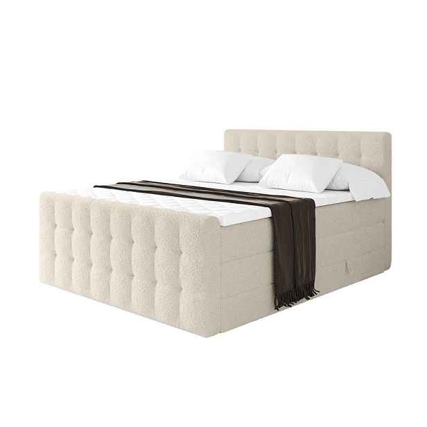 ALTDECOR BOXSPRINGOVÁ POSTEL s matrací H3/H4 - IGAN-Z KING - 160x200 cm Béžová