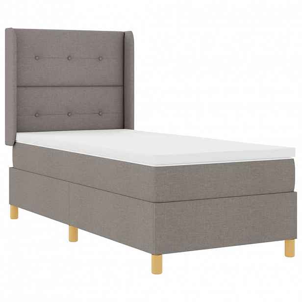 vidaXL Postel s boxspringem s LED pásky Taupe 90 x 190 cm textil
