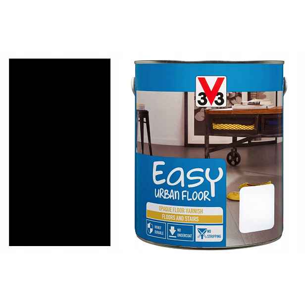 V33 Krycí lak na podlahy, parkety, hluboká černá barva, lesk 2,5 l