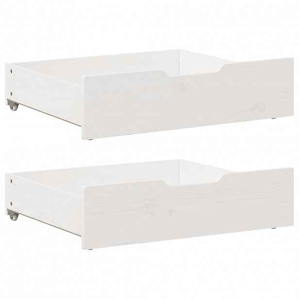 vidaXL Zásuvky pod postel 2 ks bílé 75 x 55 x 17 cm masivní borovice