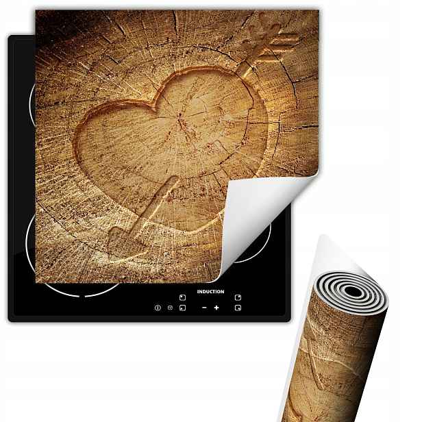 Vinylová Ochranná Podložka Na Indukční Desku 50x52 Srdce Dřevo