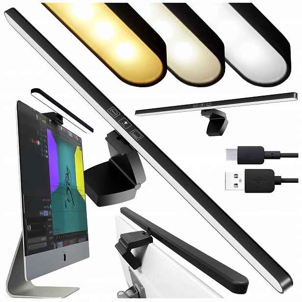 Lampička Na Monitor Obrazovka Počítač Nastavitelný Klip 42 Led Diod Usb-c 60 CM