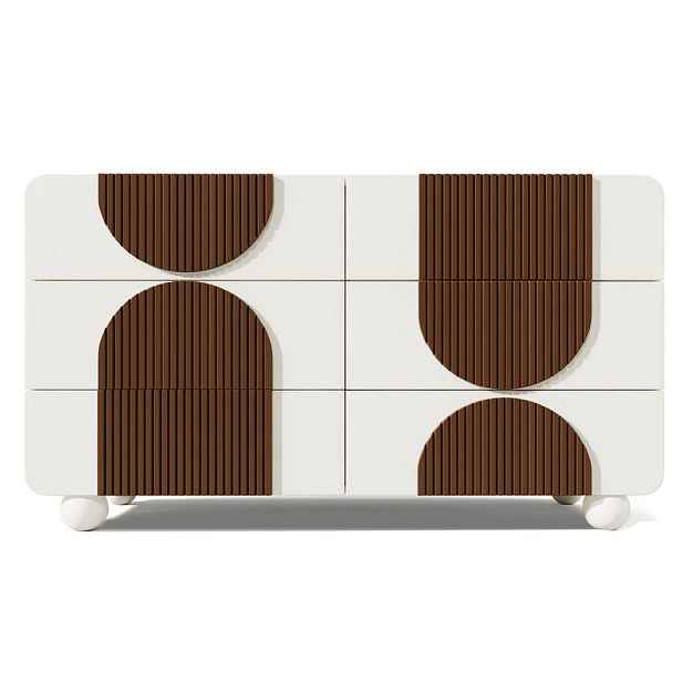 Modenvie KOMODA 121/71/41 cm z MDF a masivního dřeva, bílá, se 6 zásuvkami