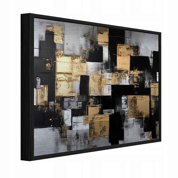 Obraz Na Kovu V Černém Rámu Abstrakce Loft Obývací Pokoj Ložnice 120x80