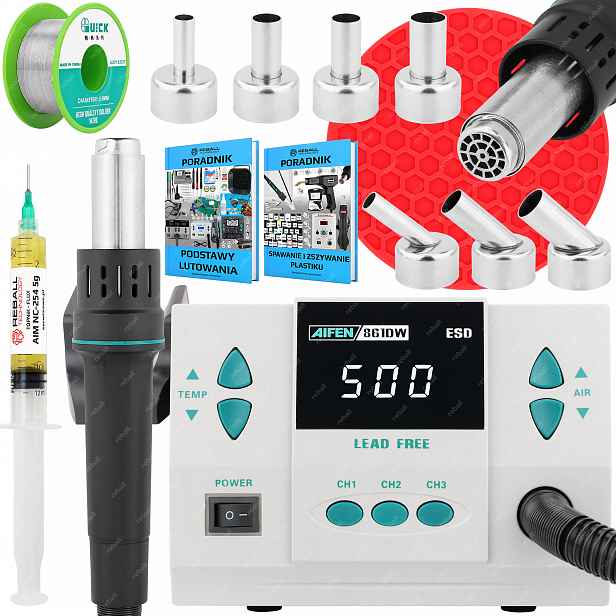 Set Pájecí Stanice Hot Air Svařovač Plastu Aifen 861DW 1000W XLv1