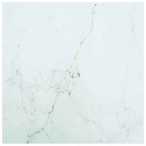 vidaXL Stolní deska bílá 70 x 70 cm 6 mm tvrzené sklo mramorový design
