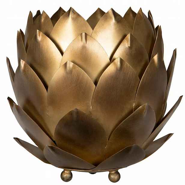 Zlatý obal na květináč 17 cm, květinová šiška, loft retro kulatý, pro palmu