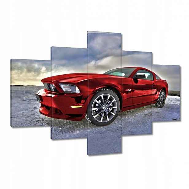 Obrazy 100x70 Červený Mustang Sníh