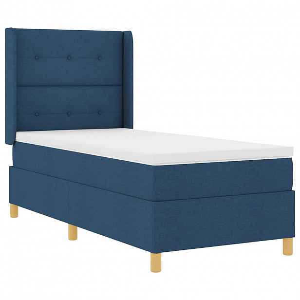 vidaXL Postel s boxspringem s LED pásky Modrá 90 x 190 cm textil
