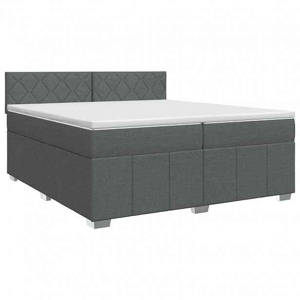 vidaXL Postel boxspring s matrací Tmavě šedá 200 x 200 cm Textil