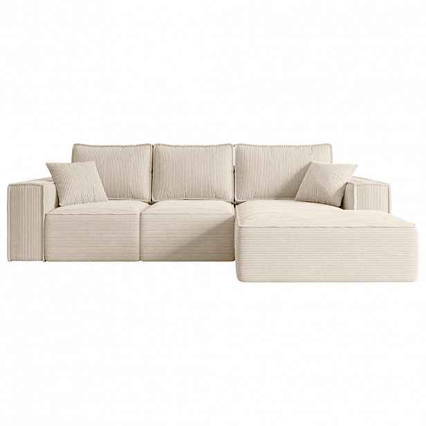 ALTDECOR ROHOVÁ SEDACÍ SOUPRAVA s funkcí lůžka a úložným prostorem SERRA-L-S – 266x161x87 cm, béžová látka manšestr