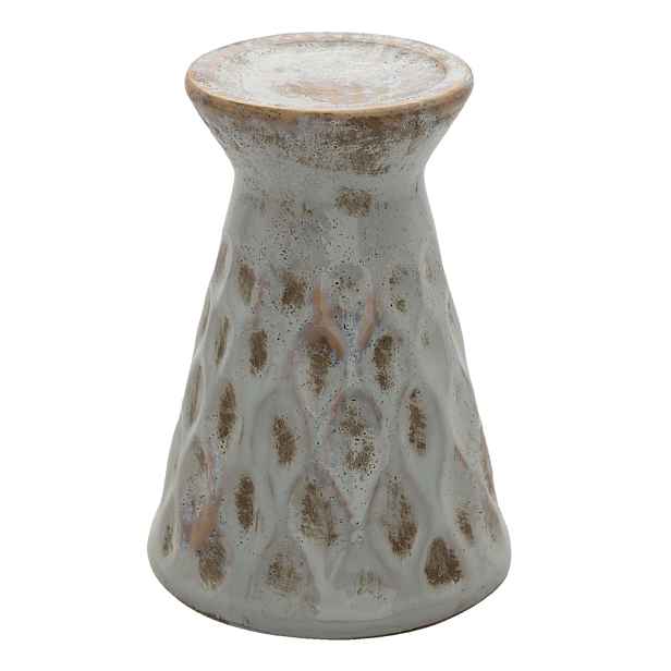 Keramický svícen s šedou patinou a vzorem Karen - Ø 14*21 cm Clayre & Eef
