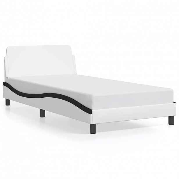 vidaXL Rám postele Dover bílý a černý 100 x 200 cm umělá kůže