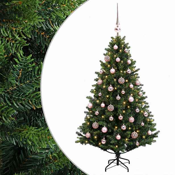 vidaXL Umělý vánoční stromek s vánočními koulemi 120 cm 150 LED