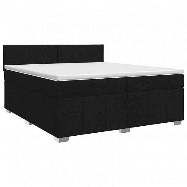 vidaXL Postel boxspring s matrací s čelo Černá 200 x 200 cm Textil