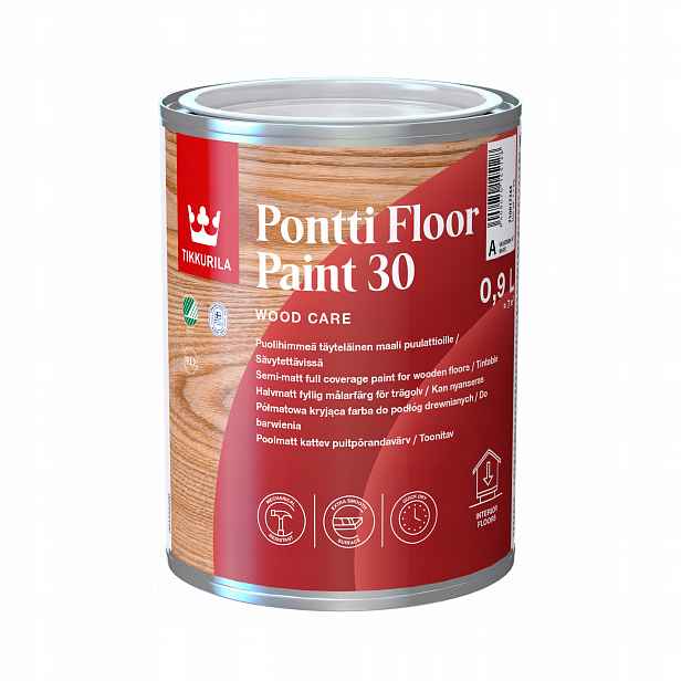 Barva na dřevěné podlahy Tikkurila Pontti Floor 30 0,9L POLOMATové barvy