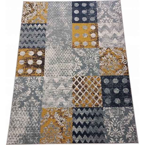 Koberec moderní do obývacího pokoje, patchwork 133x190 cm