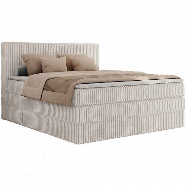MKS POSTEL BOXSPRING TILIANO KING 160/200 - Béžová manšestr - H3