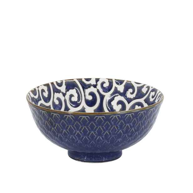 Modrá porcelánová miska s květy uvnitř Arés - Ø12*5,5 cm / 300ml Chic Antique