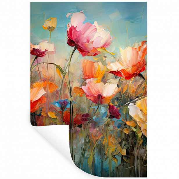 MuchoWow SAMOLEPKA NA ZEĎ Květiny - Akvarel - Umění - Botanické - Příroda 80x120 cm
