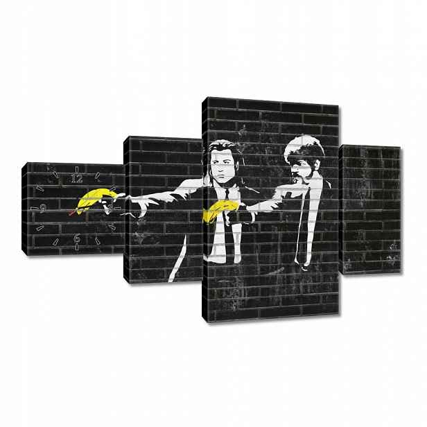 Nástěnné hodiny 130x80 Banksy Banana Fiction