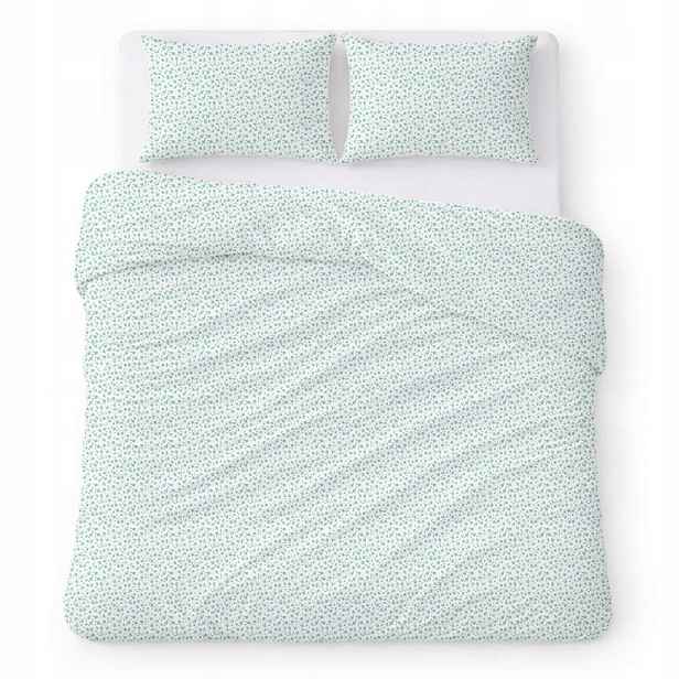 Povlečení bavlněné 200x220 bílé s klasickými zelenými květy Cotton Home