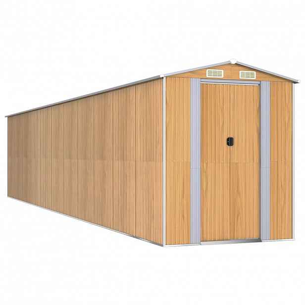 vidaXL Zahradní kůlna světle hnědá 192x938x223 cm pozinkovaná ocel