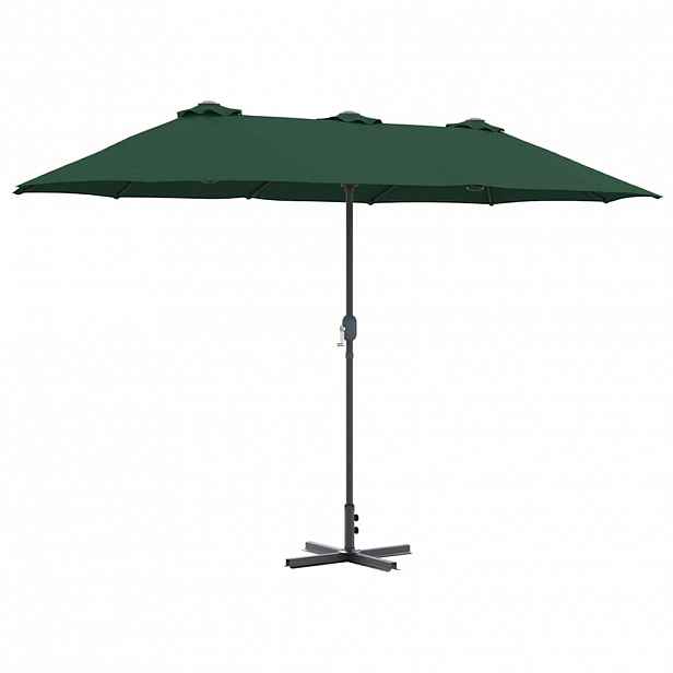 vidaXL Zahradní slunečník 370 x 197 x 239 cm Polyester a hliník Zelená