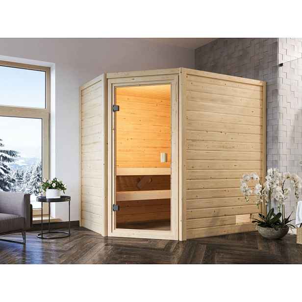 Interiérová rohová finská sauna 195 x 145 cm