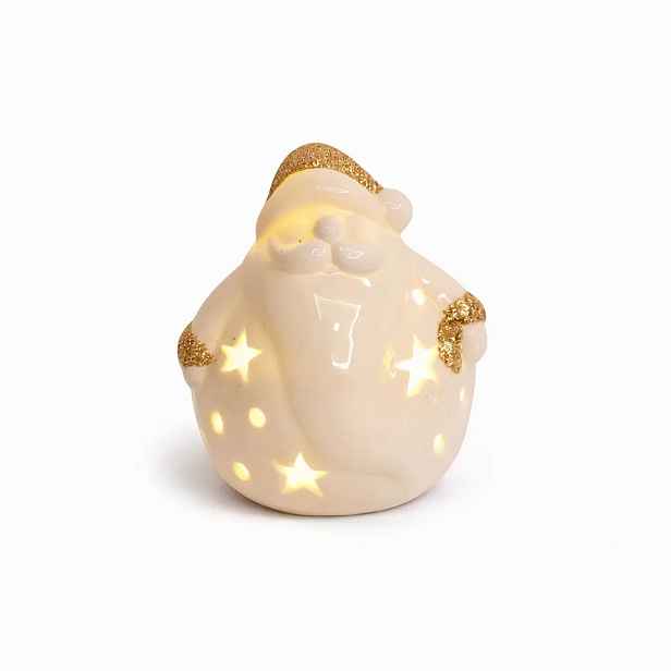 LED keramický santa, 7,6 × 7 × 7,8 cm, teple bílá, 2× LR44