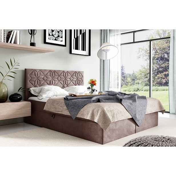 Manželská postel KVETA - 140x200, hnědá 2 + topper ZDARMA