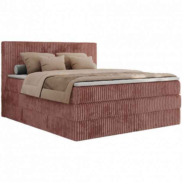 MKS POSTEL BOXSPRING TILIANO KING 180/200 - Růžový manšestr - H3