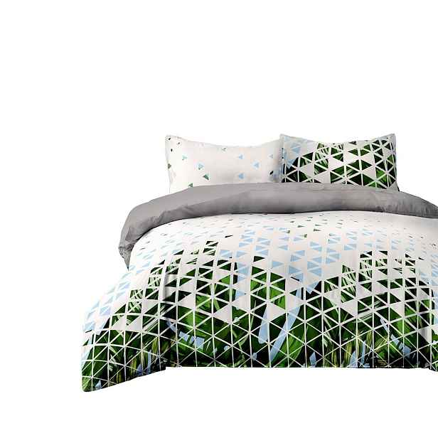 Restilo Povlečení z mikrovlákna AmeliaHome Basic Tropical bílo-zelená, velikost 155x220*2+80x80*2