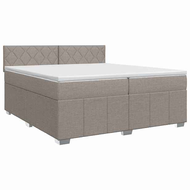 vidaXL Postel boxspring s matrací s čelo Taupe 200 x 200 cm Textil