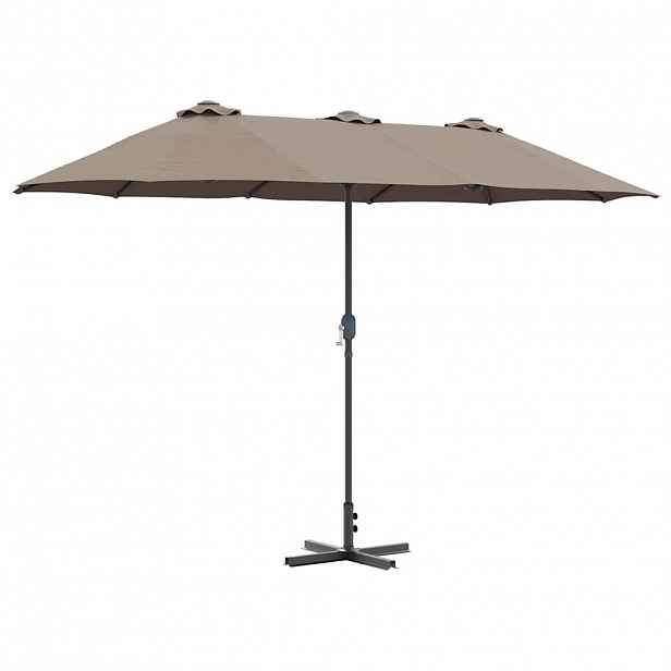 vidaXL Zahradní slunečník 370 x 197 x 239 cm Polyester a hliník Taupe