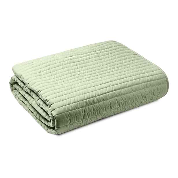 Zelený prošívaný přehoz na dvoulůžko 220x230 cm Quilted Lines – Bianca