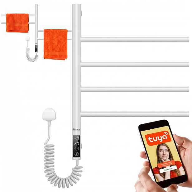 Elektrický Koupelnový Radiátor Na Ručníky 60W 4 Ramena Pohyblivý Smart WiFi