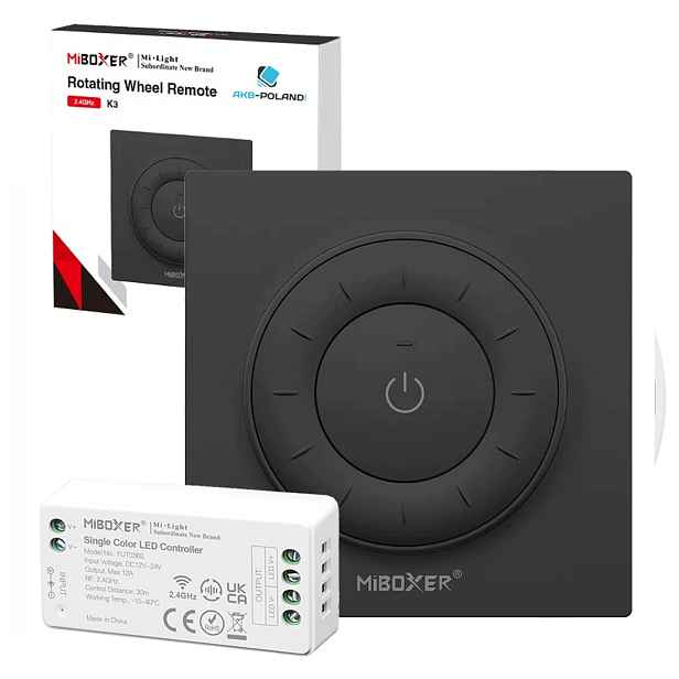Ovladač Stmívač Dálkový Ovladač Nástěnný Mono MiBOXER Černý K3 144W FUT036S