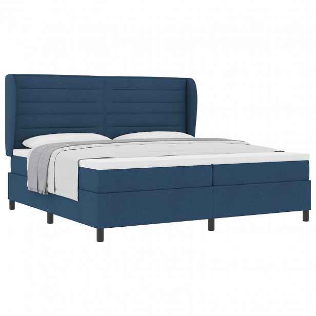 vidaXL Postel s boxspringem s matrací s čelo Modrá 200 x 200 cm textil