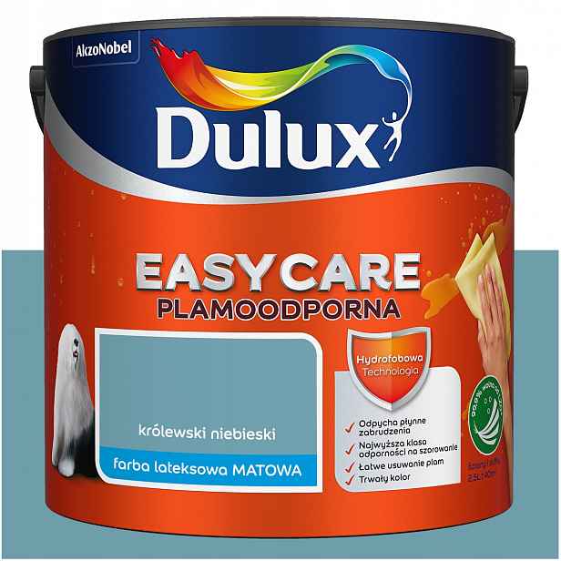 Barva na stěny stropů odolná vůči skvrnám Dulux Easycare Královská modrá 2,5L