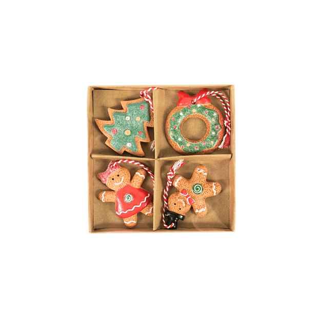 Sada 4 ks vánočních ozdob GINGERBREADS 6 cm