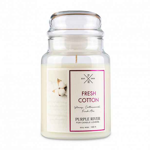 VONNÁ SVÍČKA Bílá Fresh Cotton sklo sójový vosk