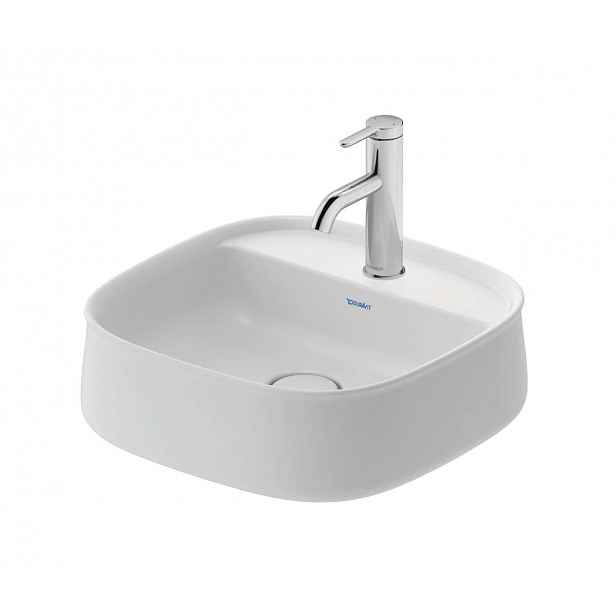 Duravit Zencha - Umyvadlo na desku, 42x42 cm, bez přepadu, otvor pro baterii, DuraCream, matná bílá 2374423271