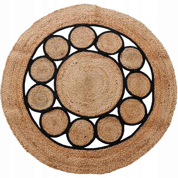 Koberec Jutový Velký Boho Kulatý Hnědý Ø 90 CM