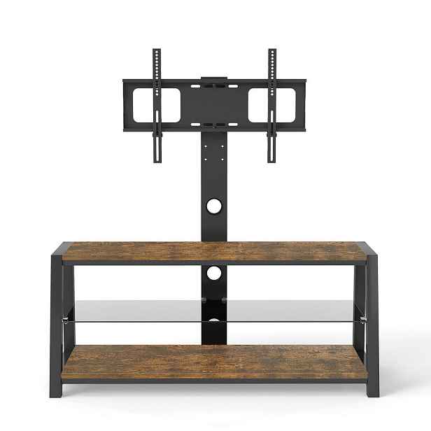 Modenvie NÍZKÁ komoda 116/42/125 cm z MDF, kovu a tvrzeného skla v hnědé barvě