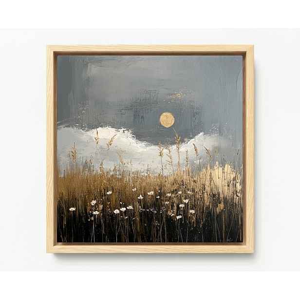 Obraz Rám Americký Box Abstrakce Krajina Pole Obilí Noc Měsíc 60x60